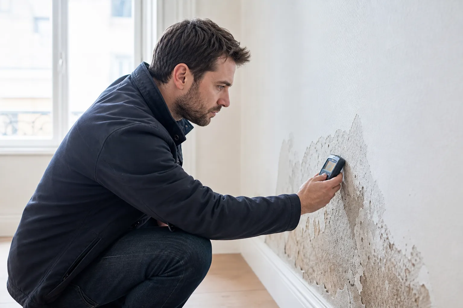 Mesure du taux d’humidité d’un mur avant achat dans le Val-de-Marne