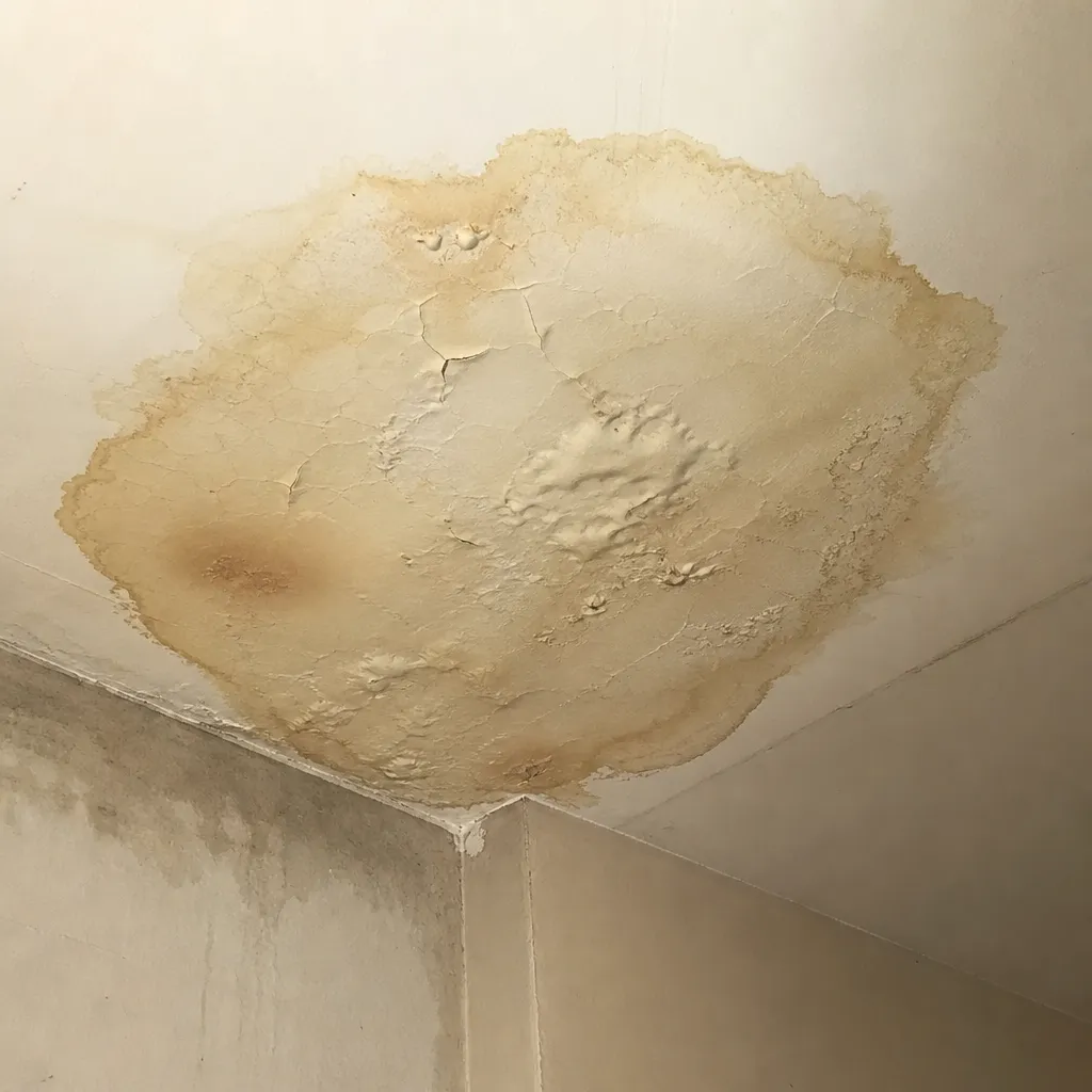 Auréole d’infiltration d’eau au plafond d’une maison dans le Val de Marne (94)